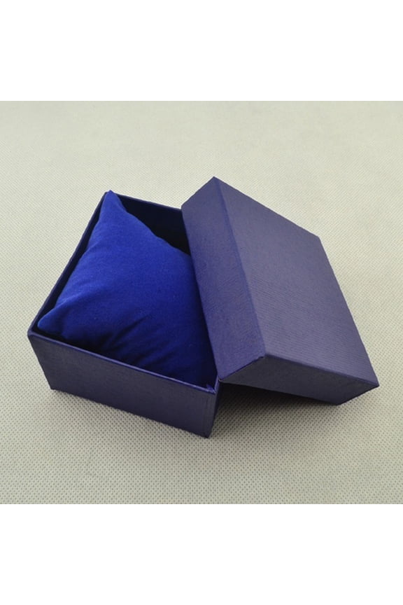 Square Cardboard Storage Case Watch Bangle Jewelry Gift Box with Pillow Pad Blue Silk Floss