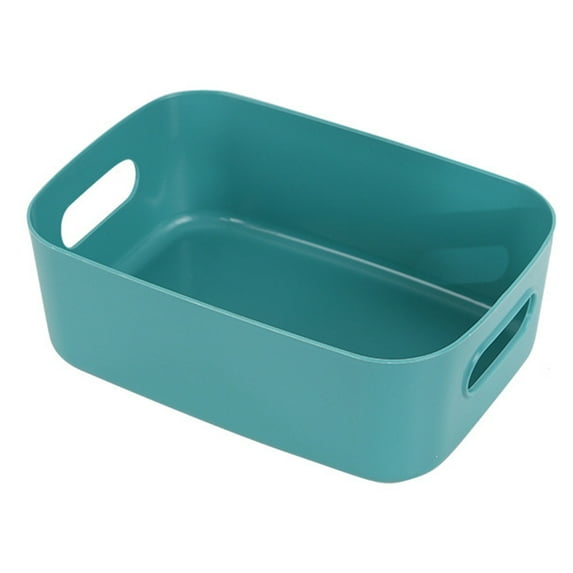 HEVIRGO Storage Container Smooth Surface Handle Design Solid Color Versatile Plastic Storage Bin for Bedroom Green PP