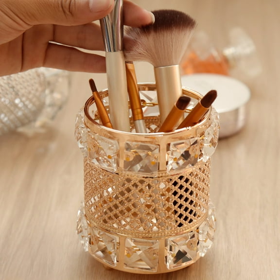 HEVIRGO Storage Holder Transparent Large Capacity Metal Makeup Brush Tube Organizer for Home