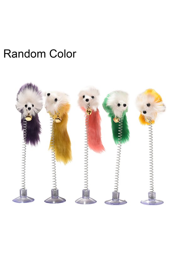 Suction Cup Mount Spring Plush Mouse Pet Kitten Cat Playing Interactive Toy Multi-color Plush + Spring