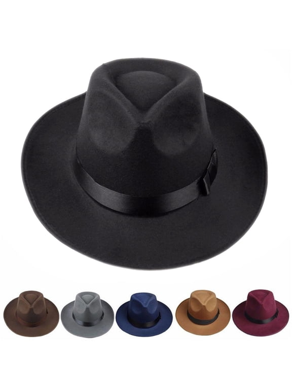 Sun Visor Men Women Hard Felt Wide Brim Fedora Panama Hat Autumn Vintage Cap