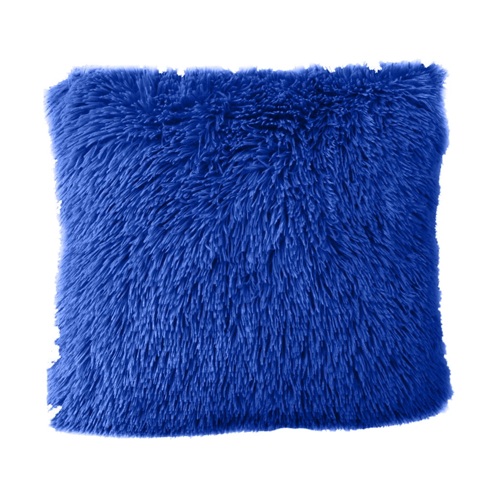 HEVIRGO Throw Pillow Cover, Warm Soft Fluffy Throw Pillow Case Cover Cushion Home Bed Sofa Car Decoration, Dark Blue