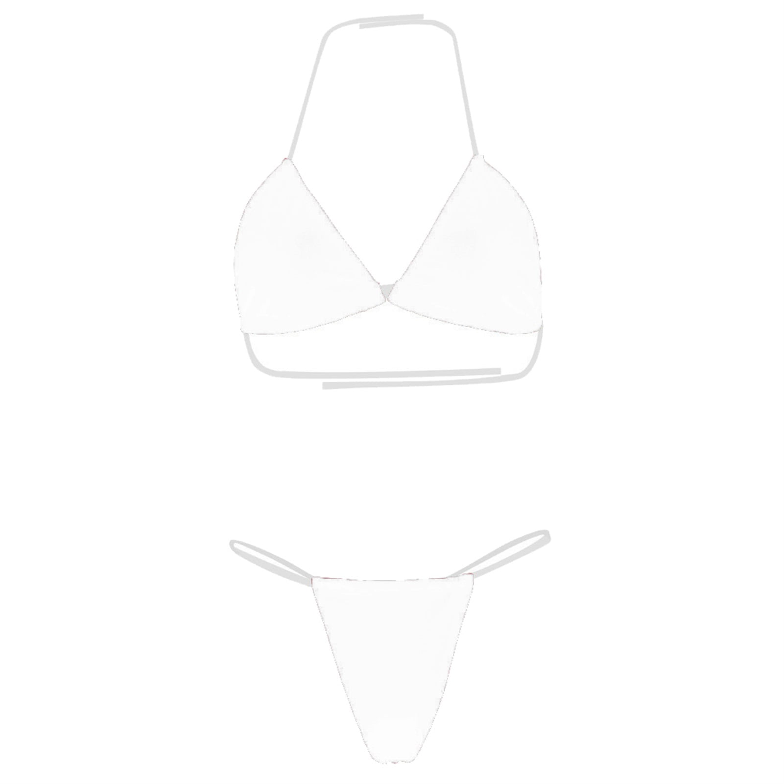 HEVIRGO Transparent Strap Pushup Bikini Set Two Pieces Halter Triangle