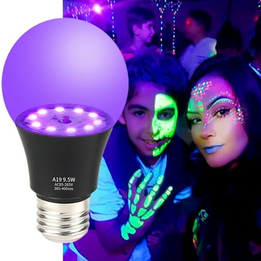 HEVIRGO UV Black Light High Brightness Energy-saving Light Bulb, High-Durability Heat-Resistant Enhance Atmosphere 9.5W Glow in The Dark Blacklight Party Bulb