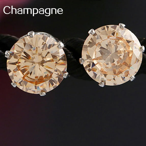 HEVIRGO Unisex Elegant Sparkling Round Zircon Inlaid Ear Studs Earrings Jewelry Alloy Zircon