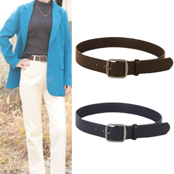 HEVIRGO Unisex Retro Belt Multi Holes Adjustable Design Denim Western Style Jeans Belt Artificial Leather Pents Belt