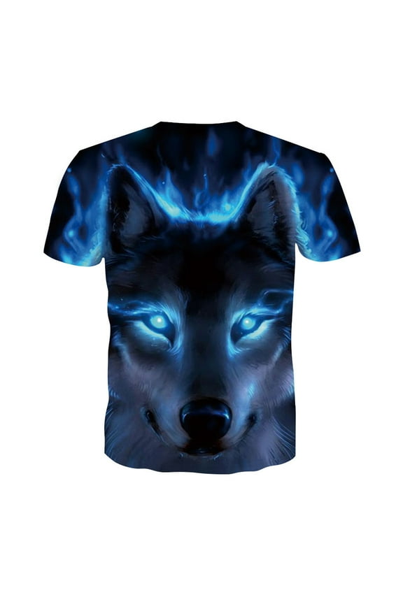 Vivid 3D Wolf Printed Short Sleeve T-shirt Round Neck Plus Size Tee Top