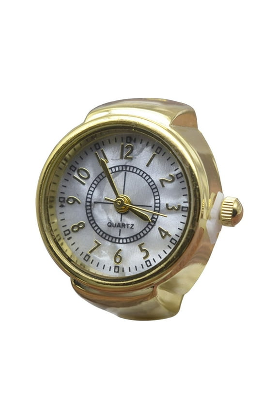 Watch Ring Decorative Clear Dial Jewelry Clock Quartz Analog Finger Ring Watch for Adult Alloy Gold