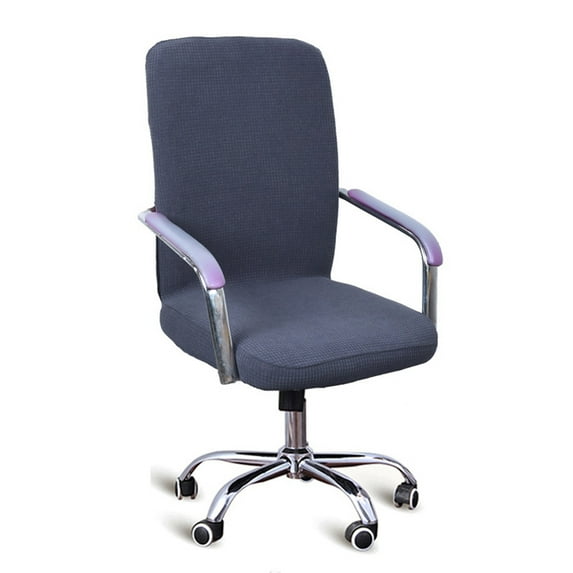 HEVIRGO Water Resistant Stretch Computer Office Chair Cover with Durable Zipper - Washable Removable Rotating Chair Slipcovers - Anti-dust Soft Desk Chair Seat Protector for Dogs, Cats, Dark Gray