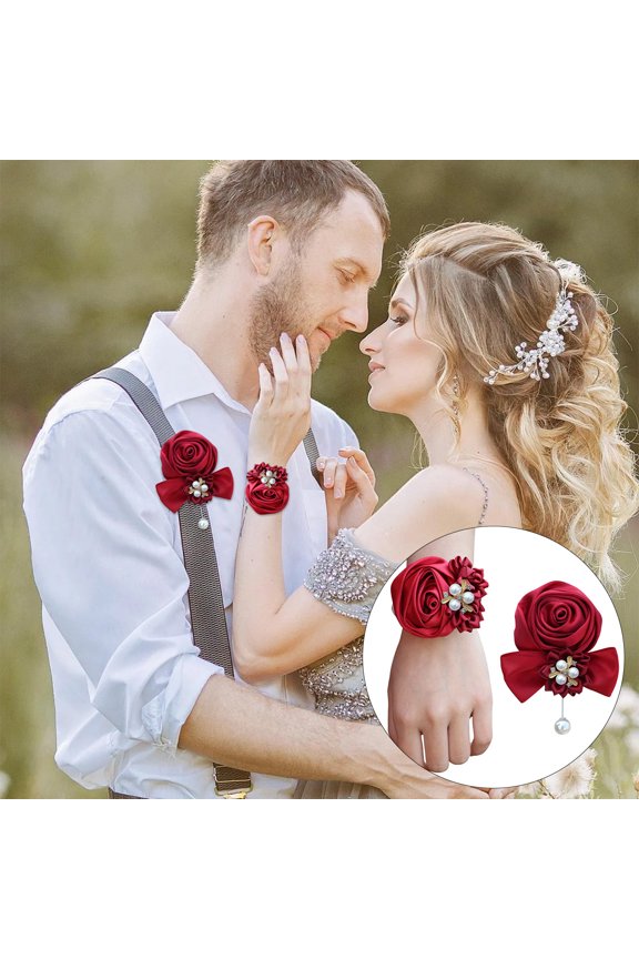 Wedding Wrist Flower Elegant Long-lasting Floral Bracelet Ribbon Wrist Flower for Bridesmaids And Sisters