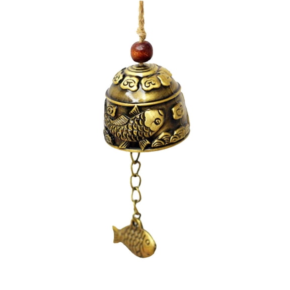HEVIRGO Wind Chime Mini Carp Pattern Fish Pendent Hanging Wind Chime Lucky Bell Home Temple Decor