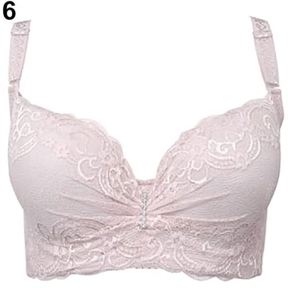 HEVIRGO Women Adjustable Push Up Side Gathering Furu Lace Bra Shaping Underwear,Light Pink 40D