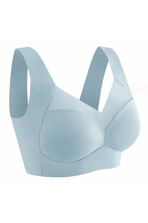 Women Bra Anti-slip Wire-free Plus Size Mid-aged Female Underwear Push-up Wide Shoulder Strap Full Coverage Seamless Support Bra for Jogging Office Cycling