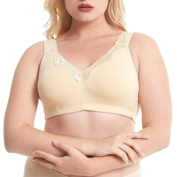 HEVIRGO Women Bra Full Coverage Good Support Push-up Elastic Lace Bra Adjustable Shoulder Straps Back Closure Lady Underwear