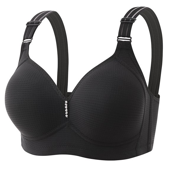 HEVIRGO Women Bra Wire-free Adjustable Shoulder Strap Push-up Anti-snagging Thin Moisture-Wicking Daily Wear Underwear