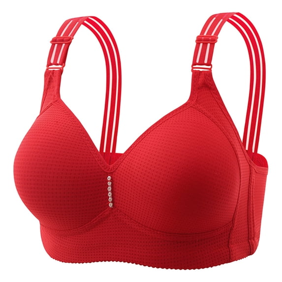 HEVIRGO Women Bra Wire-free Adjustable Shoulder Strap Push-up Anti-snagging Thin Moisture-Wicking Daily Wear Underwear