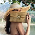 thumbnail image 1 of HEVIRGO Women Clutch Bag Envelope Shape Bohemian Foldable Double-layer Straw Braided Summer Beach Vacation Handbag, 1 of 8