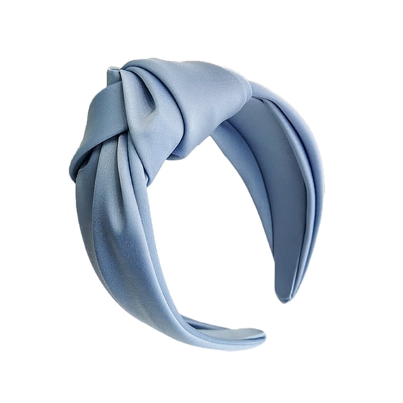 HEVIRGO Women Headband Solid Color Knotted Sweet Wide Edge Fabric Wrap Hair Hoop Headwear Black Fabric