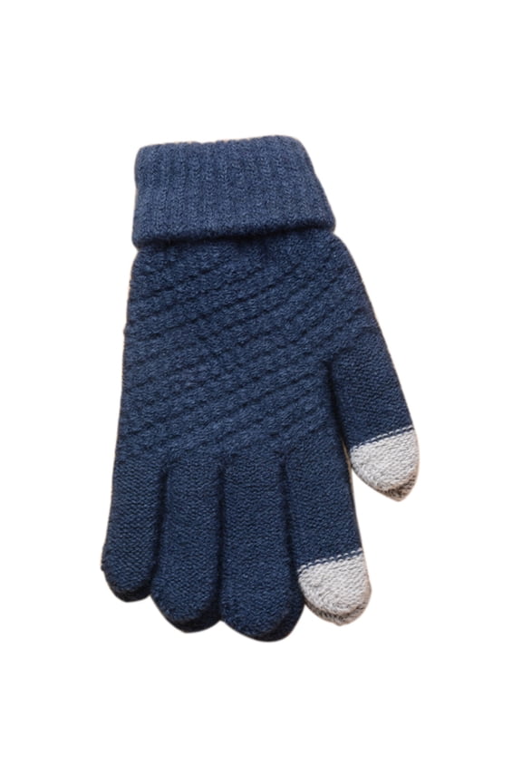 Women Man Winter Soft Knit Touch Screen Gloves Texting Capacitive Smartphone(Cyan One Size)