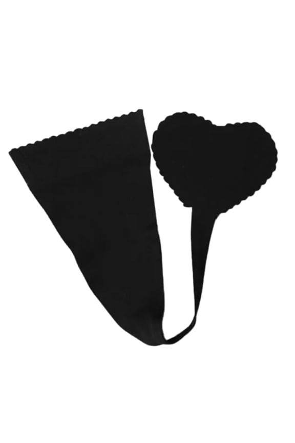 Women Panties Heart Shape Skin-Friendly Nylon Strapless C-string Nightwear Accessories,Black S