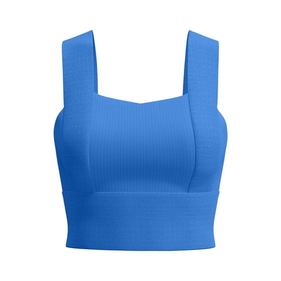 HEVIRGO Women Square Neck Sports Bra Padded Workout Crop Tank Top with Built-in Bra for Yoga Gym Fitness Running