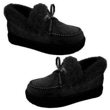 HEVIRGO Women Winter Round Toe Thick Heel Low Cut Ankle Snow Boots Plush Warm Loafers