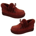 thumbnail image 1 of HEVIRGO Women Winter Round Toe Thick Heel Low Cut Ankle Snow Boots Plush Warm Loafers, 1 of 10