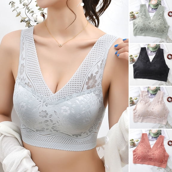 HEVIRGO Women Wireless Push Up Bra Anti-Sagging Seamless Bra with Lift And Support Senior Women Full Coverage Bra