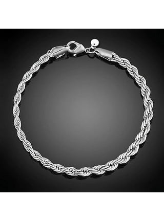 925 Silver Twisted Cuff Bangle Thin Charm Bracelet For Men And