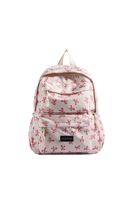 Bow Backpack Large Capacity Japanese Backpack Cottagecore Laptop Bag Casual Campus Style Pink One Size