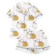 thumbnail image 1 of HEVRJEWJD Halloween Print Short Sleeve Top with Shorts Pajamas for Girls Fall Short Sleeves Button Down Shirt Top Shorts Set 2pcs Pjs Sets Sleepwear White10 7-8 Years, 1 of 5