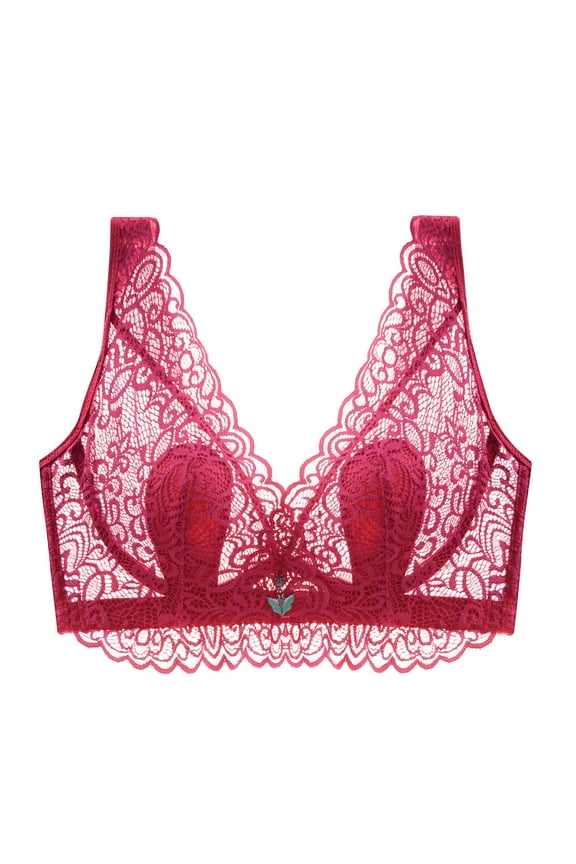 Lace Bralette for Women V Neck Camisoles Adjustable Strap Crop Tops Lightweight Full Cup Plus Size Push Up Bra Sexy Lace Bra Underwear 38C