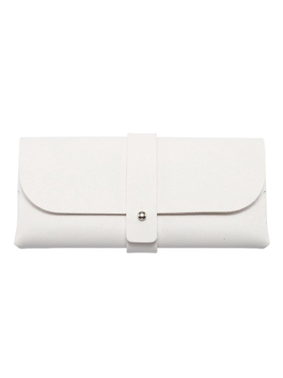 Leather Glasses Storage for Eyewear Enthusiasts Protective Travel with Soft Compact Organizer for Reading Spectacles Clamshell Design for Everyday Carry White 17cm
