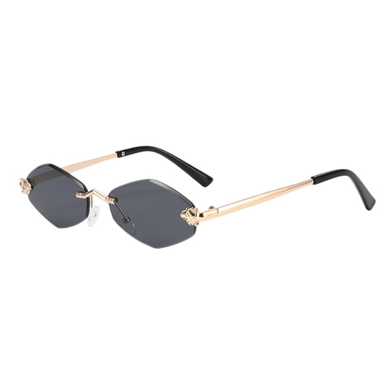 HEVRJEWJD Rimless Rectangle Sunglasses, Polygon Frameless Shades | Great for Selfies,Party,Clubbing,Dates,Concert, Grey1 14.5cm