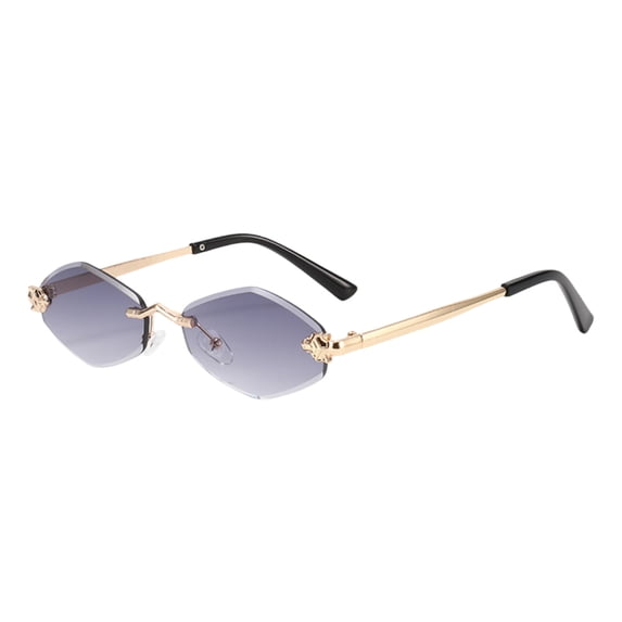 HEVRJEWJD Rimless Rectangle Sunglasses, Polygon Frameless Shades | Great for Selfies,Party,Clubbing,Dates,Concert, Grey2 14.5cm