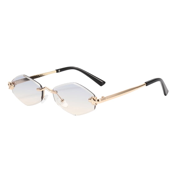 HEVRJEWJD Rimless Rectangle Sunglasses, Polygon Frameless Shades | Great for Selfies,Party,Clubbing,Dates,Concert, Light Blue 14.5cm