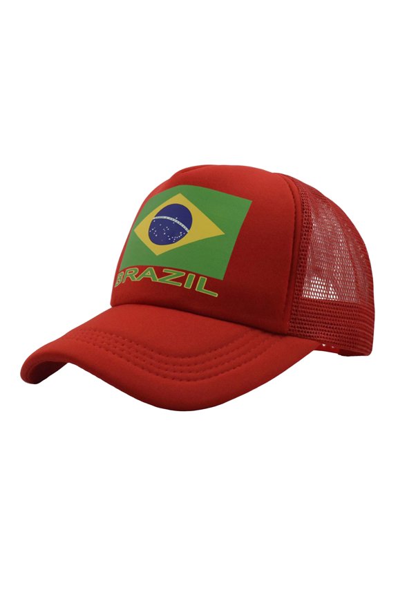 Unisex National Baseball Cap For Outdoor Sun And Group Activities Visor Breathable Mesh Design Red One Size