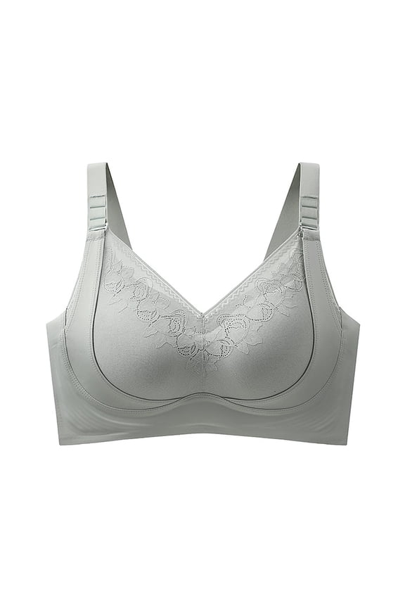 Wireless Push Up Bras for Women with Wide Straps Lace Comfortable Bra with 3-Grade Breast Lift Women Everyday Bras Light Green M