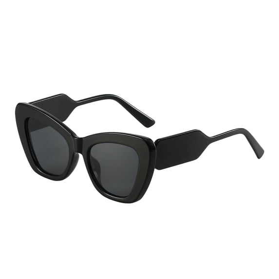 HEVRJEWJD Womens Cute Fashion Square Cat Eye Sun Glasses | Stylish Thick Frame, Unique Colorful for Driving, Daily Wear, Beach Black1 14.5cm