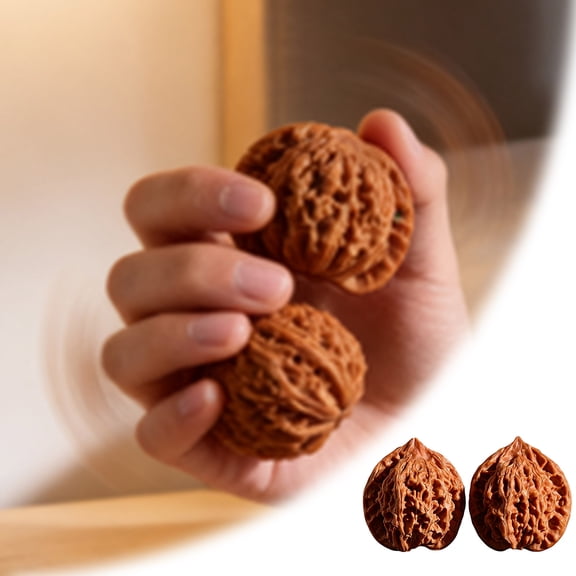 HEWANG 2 PCS Chinese Walnuts Fidget,Walnut Hand Massage Balls,for Travel and Meditation Therapy (1 Set)