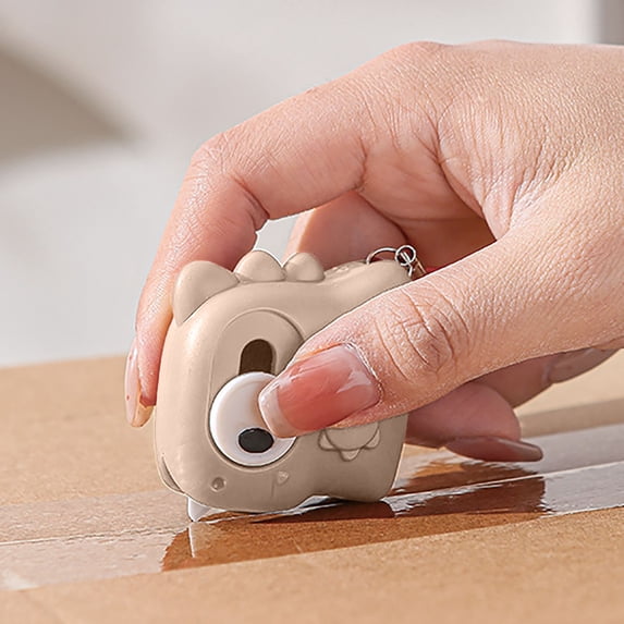 HEWANG 3-in-1 Dinosaur Box Cutter with Auto-Retracting Ceramic Mini Retractable Utility Knife with & Lanyard Hole, Lightweight Safe Letter Opener for Packages, Tape, Paper (1PCS Khaki)