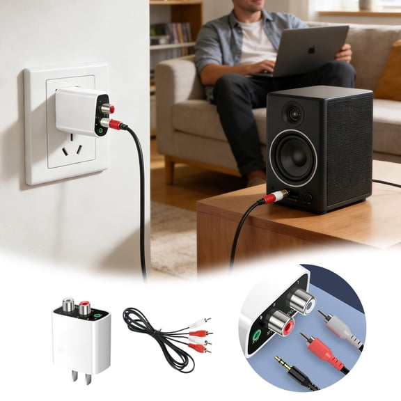 HEWANG Bluetooth 5.0 Receiver – Upgrade Old Speakers to Wireless Audio, for Old Stereo/Speaker/Wired Speakers/Home Audio Music Streaming Stereo System (White-1Set)