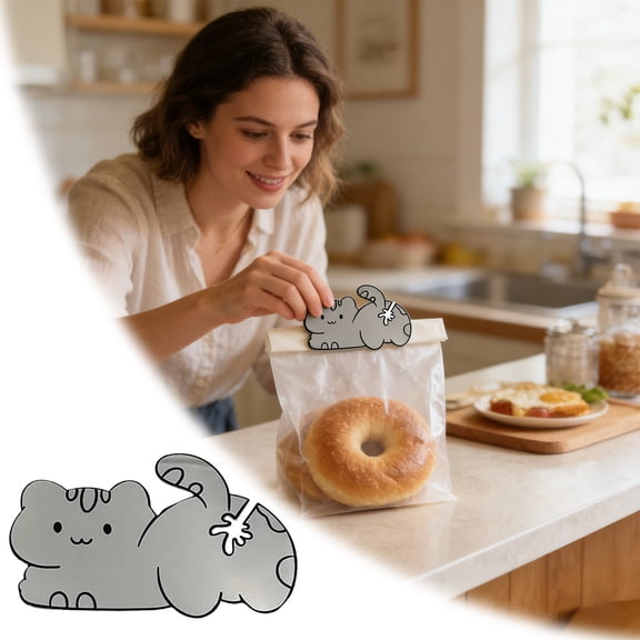 HEWANG Bread Bag Clips - Kitchen Gadget Stainless Steel,Cat Shaped Bread Storage Clips - for Home, Apartment, Restaurant, Bakery, Coffee Shop, Dormitory, Kitchen, Dining Room