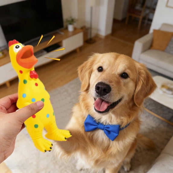 HEWANG Christmas Squeaky Latex Chicken Toy for Large Dogs Interactive Stress Pet Squeaker Chew (Yellow, One Size)
