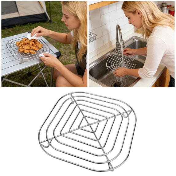 HEWANG Crisper Rack for Crispi Air Fryer FN101,Stainless Steel Air Fryer Grill Rack for Crispi 2.5Qt and 4QT Glass Container, Air Fryer Tray Plate Accessories Replacement Parts, Food Grade