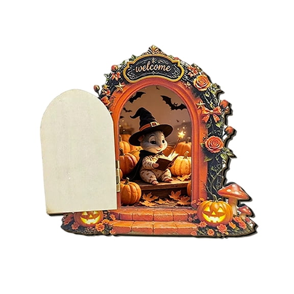 HEWANG Halloween Door Ornament Arch Border Pumpkin And Figure Motifs Hinged Gate For Table Displays D