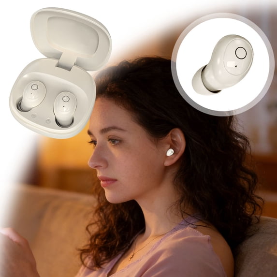 HEWANG In-vi-sible Small Mini Sleep Earbuds Headphones,Wireless Blue-tooth Smallest Ear Buds Micro Hidden Discreet Earbuds,Comfortable Tiny Sleeping Headphones for Small Ear Canals Women Work (Beige)