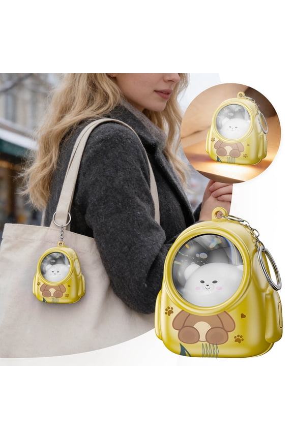 Mini Cat Keychain Flashlight - Mini Flashlights for Kids,Glowing Astronaut Keychain,Charming Cat Keychains Flashlight Gifts [Yellow,Energy Class A]
