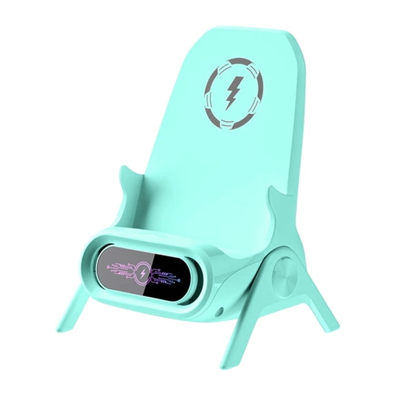 HEWANG Mini Chair Wireless Fast Charger Multifunctional Phone Holder, 2026 New Wireless Fast Charger Phone Stand with Speaker, 3 in 1 Charging Desktop Stand for Cell Phones (Blue)