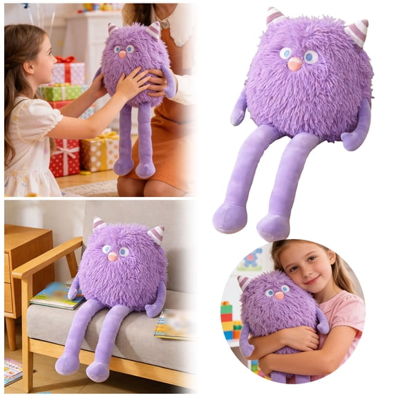 HEWANG Mon-ster Plush with Horn 20in Cute Face Mon-ster Stuffed Animal with Arm and Leg Stuffed Zippered Long Plush Toys for Kids, Adults (Purple)